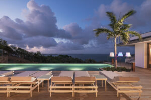 Sun loungers by heated pool with ocean view, Villa Felicita